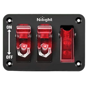 Rocker Switch 3Gang 3Pin SPST ON/Off Red Rocker Switch Panel w/ LED Light Flip Cover
