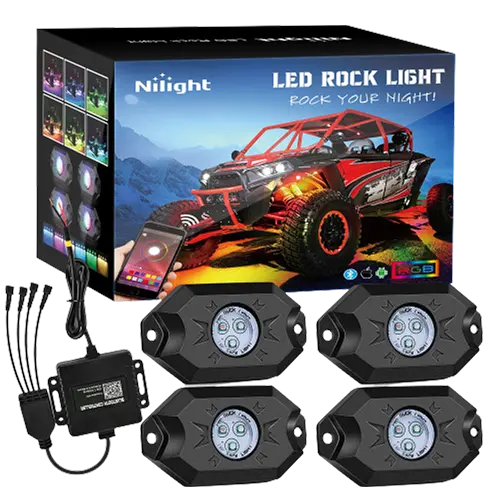 thumbnail image 2 of GSRECY 4-Pod RGB Underglow LED Lights For Motorbike/Car | App & Remote Control, Music Sync, IP67 Waterproof 2 of 10