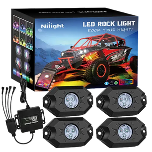 RGB Rock Lights LED RGB Rock Lights Bluetooth Underglow Multicolor Neon (4 Pods)