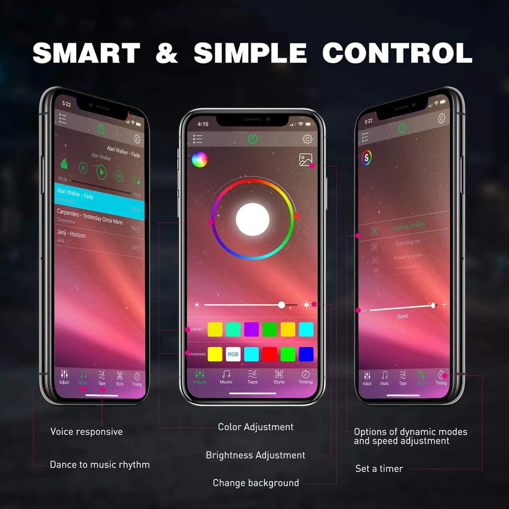 RGB Rock Lights LED RGB Rock Lights Bluetooth Underglow Multicolor Neon (8 Pods)