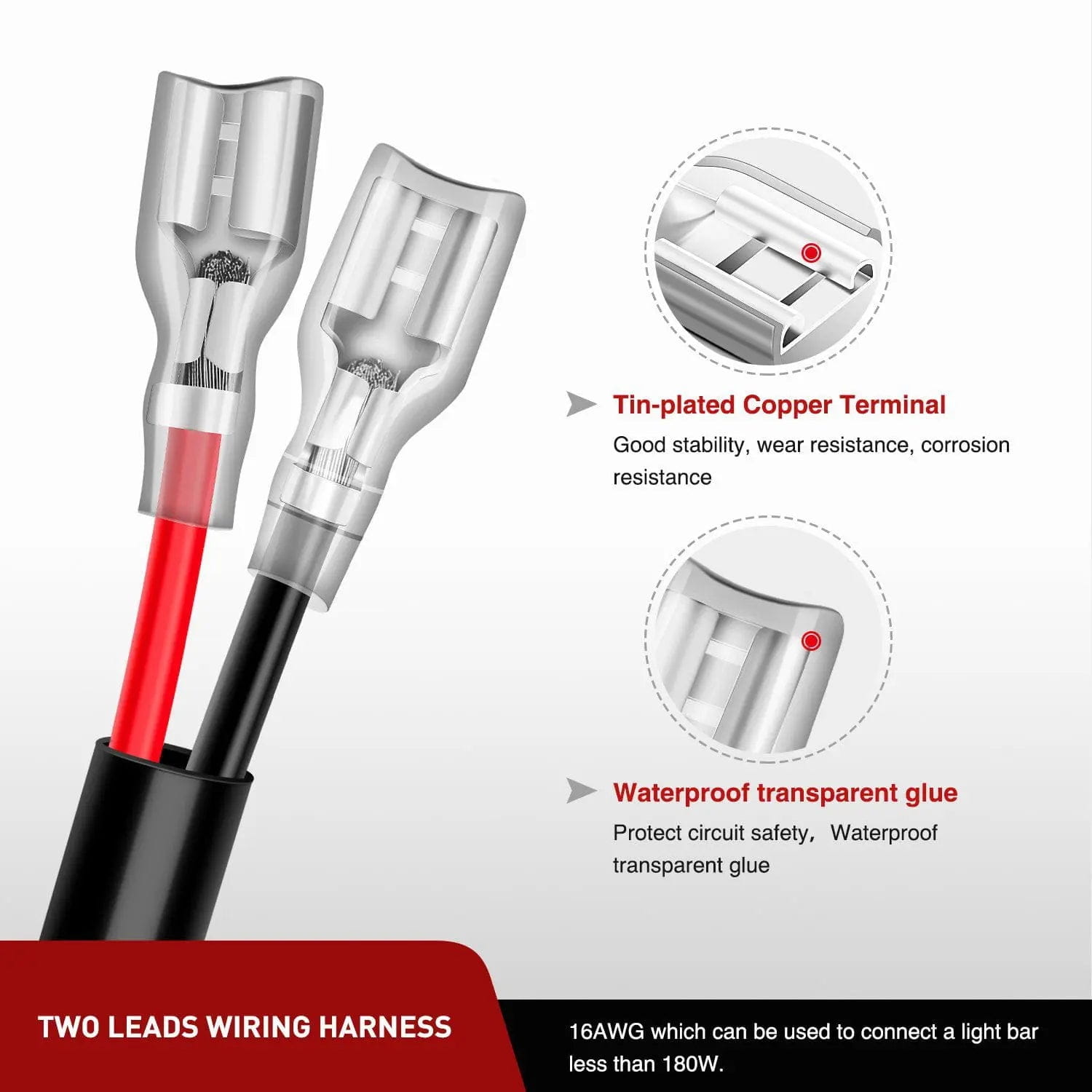 Wiring Harness Kit 2PCS 16AWG 10FT Wire Extension Kit For LED Light Bar/Led Pods/LED Work Light