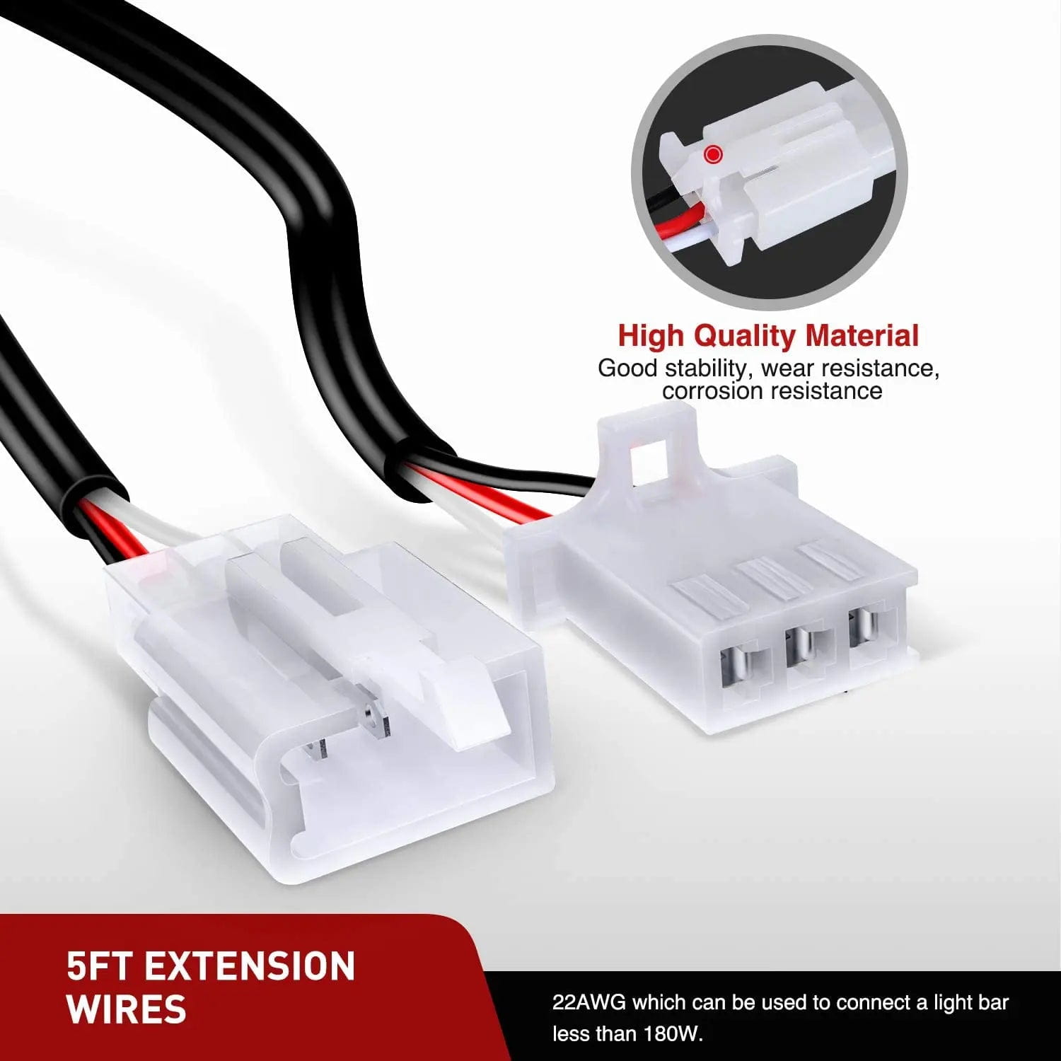Wiring Harness Kit 2PCS 22AWG 5FT Wire Extension Kit For LED Light Bar/Led Pods/LED Work Light