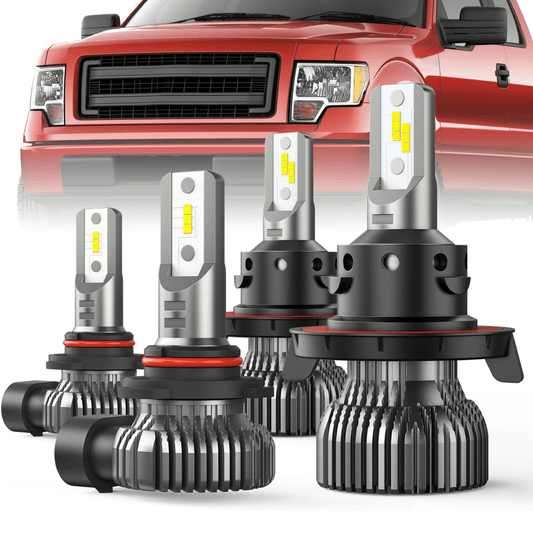 LED Headlight LED Headlight and Fog Light Bulbs Fits For Ford F150 F250 F350 (2004-2014), Halogen Headlamp Upgrade Replacement, Compact Size, 6000K Cool White, 4-Pack