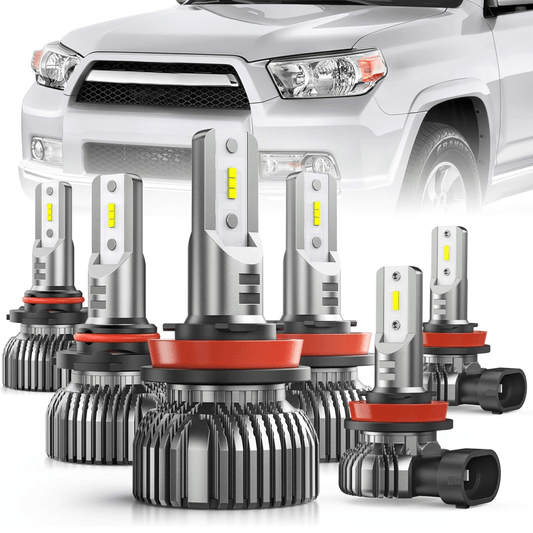 LED Headlight LED Headlight and Fog Light Bulbs Fits For Toyota 4Runner(2010-2020), Halogen Headlamp Upgrade Replacement, Compact Size, 6000K Cool White, 6-Pack