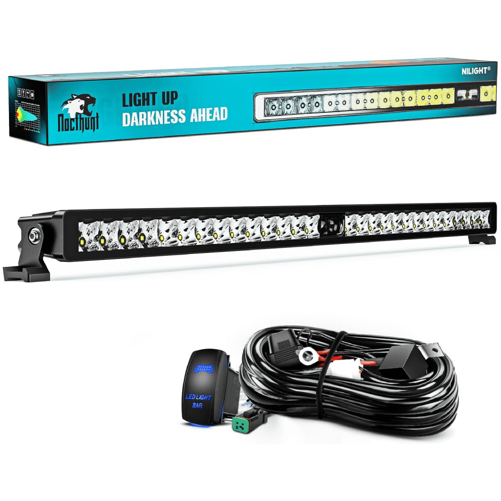 32" 29LED Single Row Spot Screw-Less Night Vision LED Light Bar | 16AWG Wire 5Pin Switch Nilight