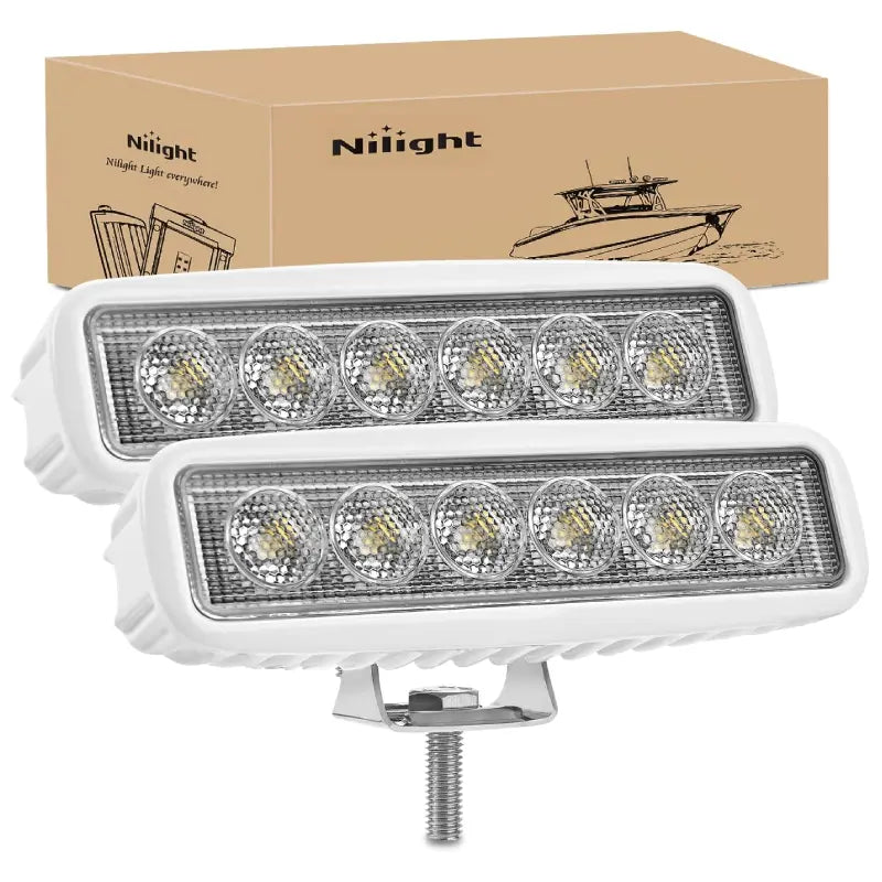 6 18W 1800LM Flood White Case Led Work Lights (Pair) – Nilight