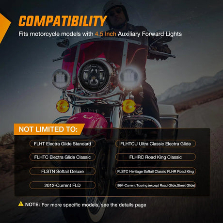 Motorcycle 4.5Inch Black LED Fog Lights 2Pcs Nilight