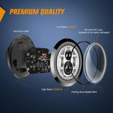 Motorcycle 7Inch LED Headlights 4.5Inch Fog Lights Chrome Kits Nilight