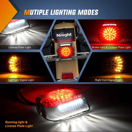 Motorcycle Brake Turn Signal Driving License Plate Rear Light For Harley Davidson Dyna Sportster 883 1200 Road King Glide Electra Heritage Nilight