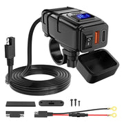 Motorcycle Charger USB Type C 12V Voltmeter On Off Switch