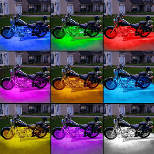 Led light Strip Motorcycle RGB RF Remote Control LED Strip Lights 8PCS