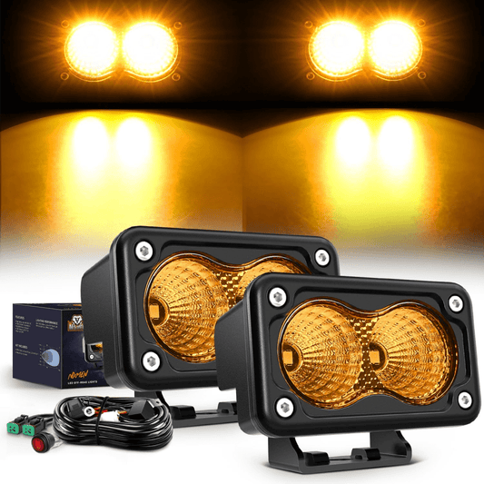 3" 1070LM Amber DRL Flood LED Pods (Pair) | 18AWG DT Wire Nilight