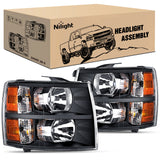 2007 2008 2009 2010 2011 2013 Chevy Silverado 1500 2007 2008 2009 2010 2011 2013 2014 Silverado 2500HD 3500HD Headlight Assembly Black Case Amber Reflector