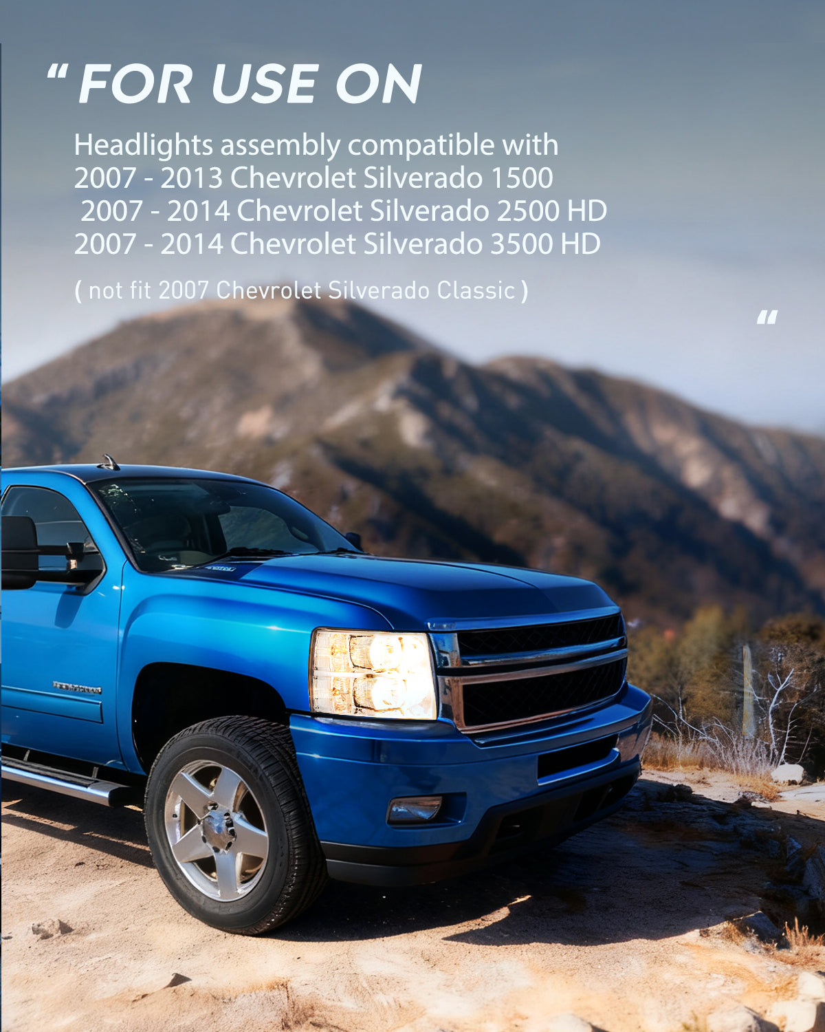 Nilight Headlight Assembly Compatible with 2007 2008 2009 2010 2011 2012 2013 Silverado 1500 2014 2500HD 3500HD Replacement Chrome Housing Clear Reflector