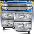 2014 2015 Chevy Silverado 1500 Headlight Assembly Chrome Housing Clear Reflector Nilight
