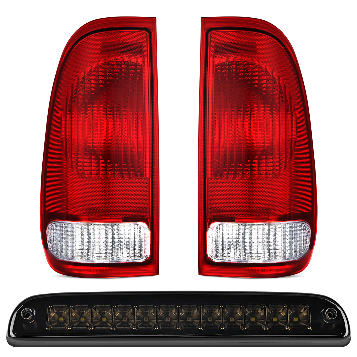 Nilight Tail light + 3rd Third Brake Light Assembly Compatible with 1999 2000 2001 2002 2003 2004 2005 2006 2007 F250 F350 F450 F550 Super Duty Red Taillight with High Mount Brake Rear Cargo Lamp