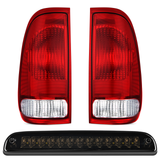 Nilight Tail light + 3rd Third Brake Light Assembly Compatible with 1999 2000 2001 2002 2003 2004 2005 2006 2007 F250 F350 F450 F550 Super Duty Red Taillight with High Mount Brake Rear Cargo Lamp