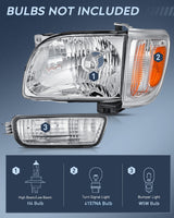 2001 2002 2003 2004 Toyota Tacoma Headlight Assembly Chrome Case Amber Reflector