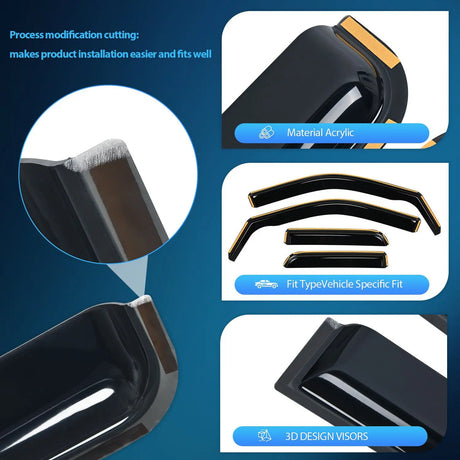 Nilight in Channel Rain Guards for Ram 1500 2009-2018,Original Window Deflectors, Vent Window Visors-4pcs Nilight Led Light