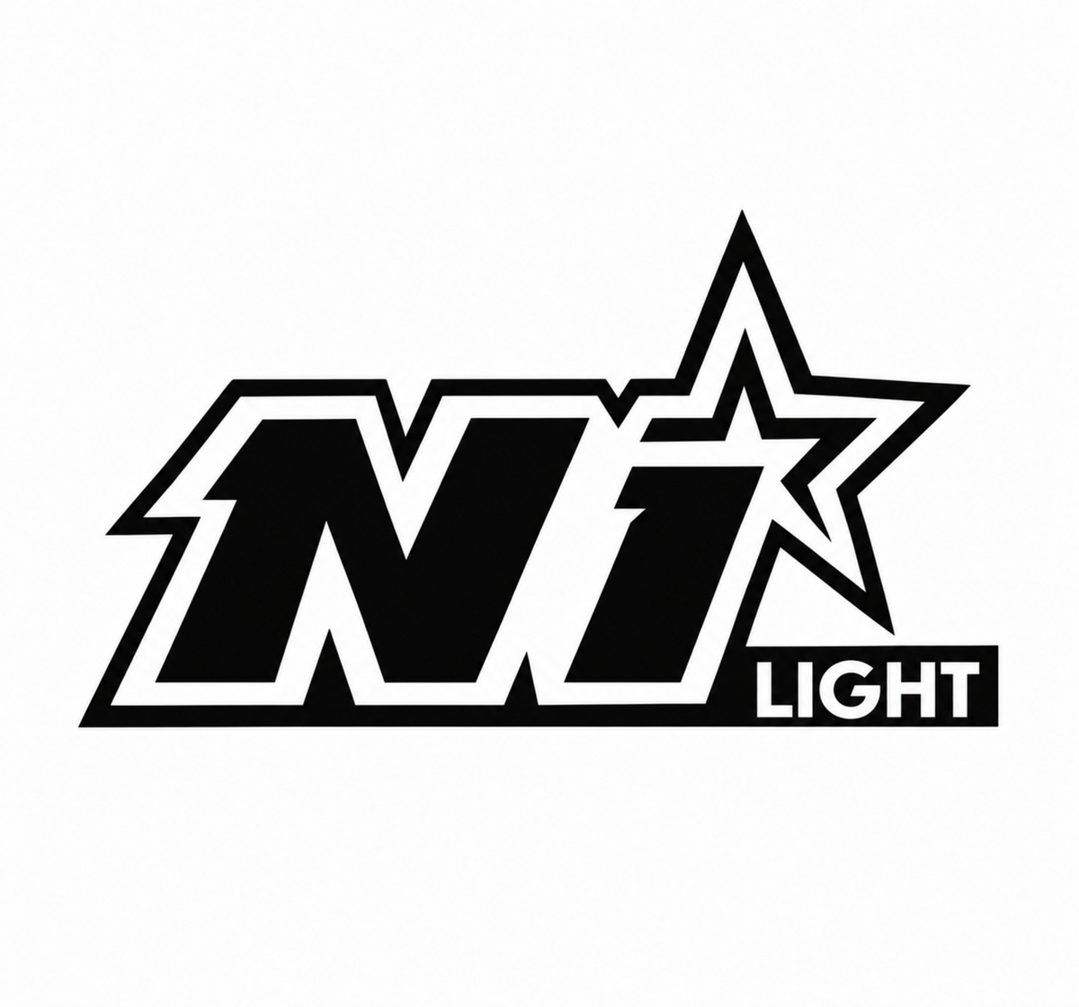 7.87 × 4.72 Inch NILIGHT Logo Car Decal | Black & White Star Design Vehicle Sticker