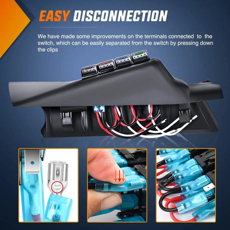 A-Pillar 4 ON/OFF Rocker Switches for Jeep Wrangler JK 2011-2018 Nilight