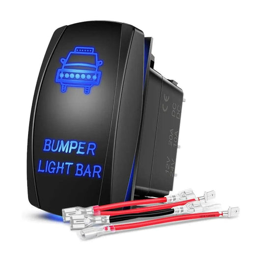 5Pin Laser On/Off Bumper Light Bar Rocker Switch Blue Nilight