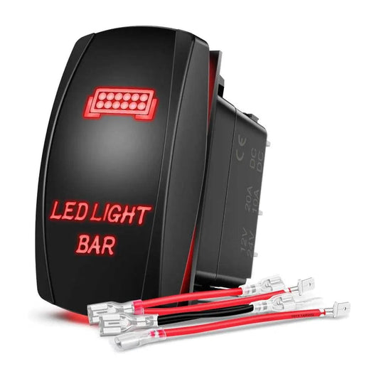 Rocker Switch 5Pin Laser On/Off LED Light Bar Rocker Switch Red