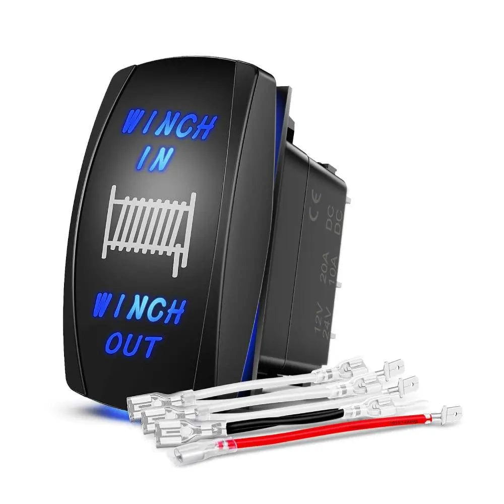 7Pin Laser On/Off Momentary Winch Rocker Switch Blue - Nilight
