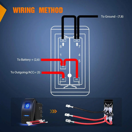 Rocker Switch 6Pcs 5Pin SPST On/Off Rocker Switch Blue
