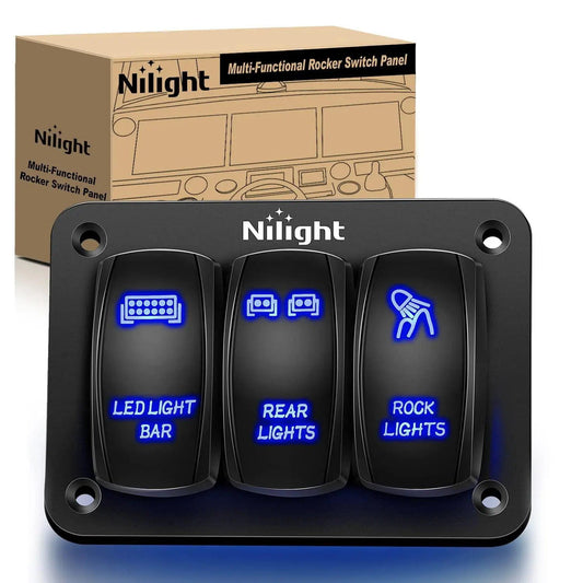 switch panel 3Gang Led Light Bar/Rear Lights/Rock Lights 5Pin ON/Off Rocker Switch Panel Blue