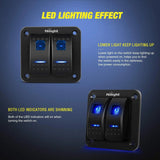 switch panel 2Gang Aluminum 5Pin ON/Off Rocker Switch Panel Blue
