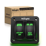 Rocker Switch 2Gang Led Light Bar and Rear Lights 5Pin ON/Off Rocker Switch Panel Green