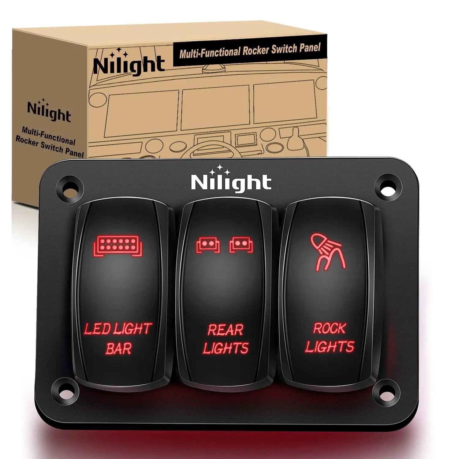 Rocker Switch 3Gang Led Light Bar/Rear Lights/Rock Lights 5Pin ON/Off Rocker Switch Panel Red