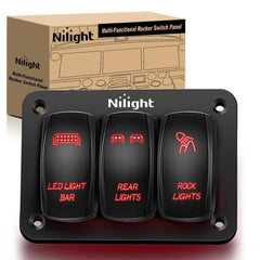 3Gang Led Light Bar/Rear Lights/Rock Lights 5Pin ON/Off Rocker Switch Panel Red