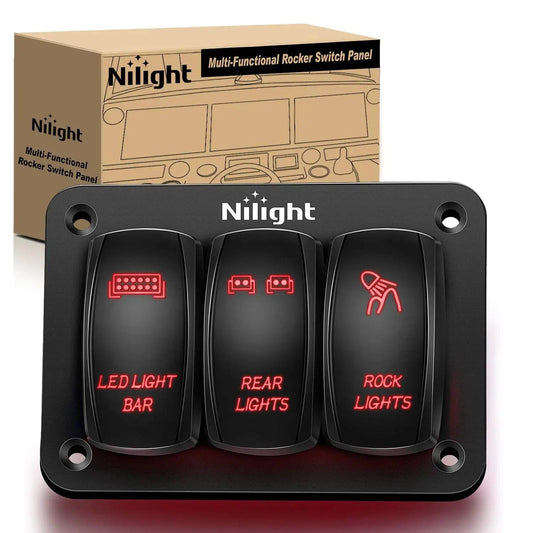 Rocker Switch 3Gang Led Light Bar/Rear Lights/Rock Lights 5Pin ON/Off Rocker Switch Panel Red
