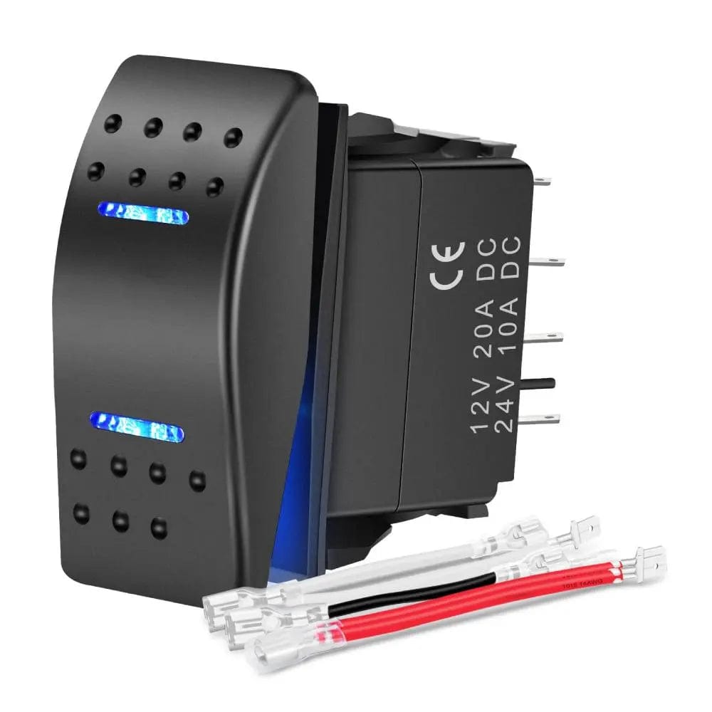 7Pin DPDT On/Off Winch Pump Rocker Switch Blue - Nilight