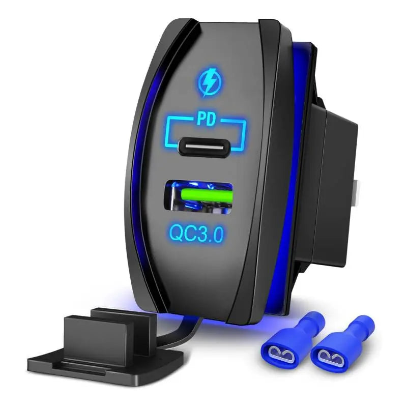 Socket For Rocker Switch PD Type C QC 3.0 USB Fast Charge Socket Rocker Switch Style - Nilight