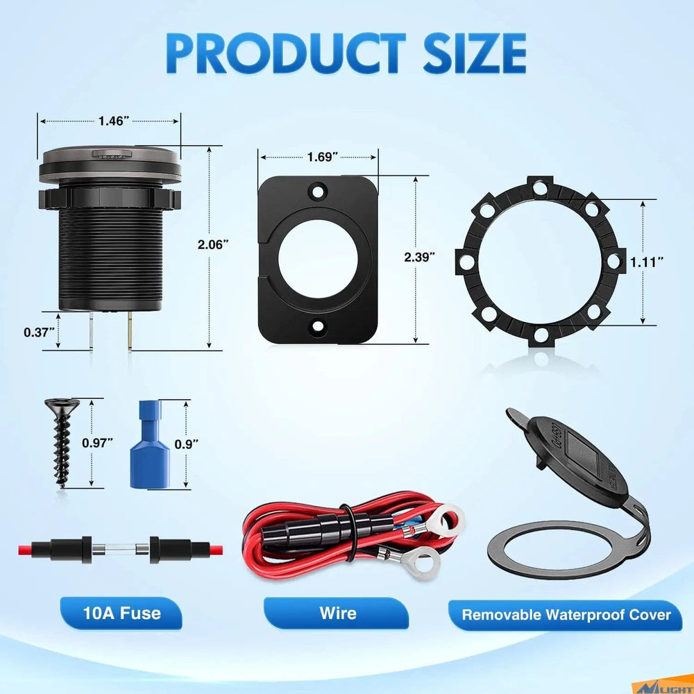 Vehicle Parts & Accessories PD Type C | QC 3.0 USB Charger Voltmeter
