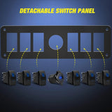 switch panel 6Gang Aluminum ON/Off Blue Rocker Switch Panel w/ QC 3.0 Dual USB Charger Voltmeter