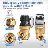 RV Water Pressure Regulator Handwheel Adjustment Oil Filled Gauge Nilight