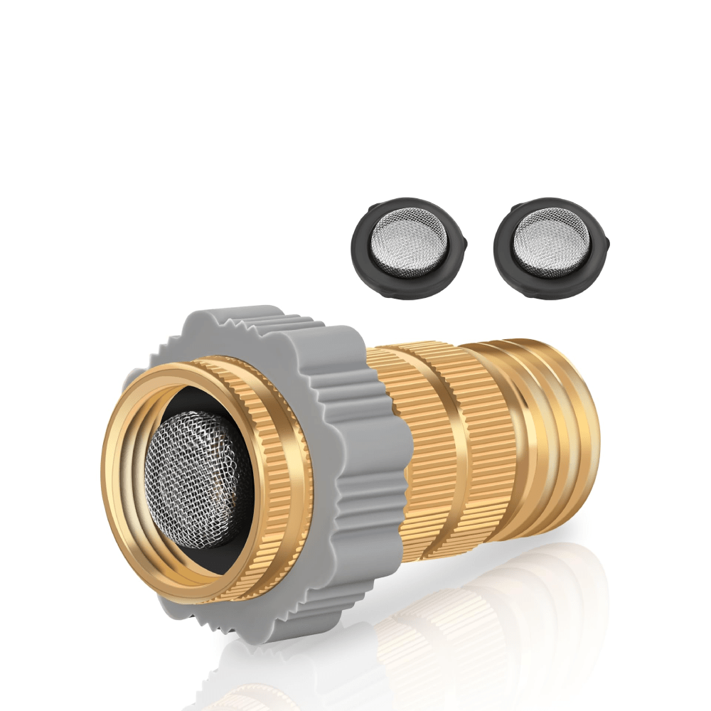 RV Parts RV Hi-Flow Water Regulator for Camper, Lead-Free Brass Water Hose Pressure Reducer Valve with Filter Screen 3/4 Inch Thread for Camper Trailer RV Plumbing System Water Hose, 40-50 psi