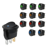 Rocker Switch 12Pcs 12V 20A Round Blue/Green/Yellow/Red LED SPST Toggle Switch