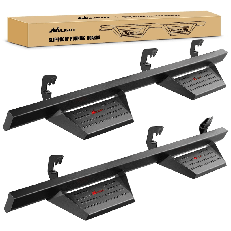 Running Board Nilight Running Boards for 2007-2018 Chevy Silverado GMC Sierra 1500 2007-2019 Chevy Silverado GMC Sierra 2500HD 3500HD Crew Cab 4 Inch Drop Side Steps Bolt-on Black Powder Coated, 2 Years Warranty
