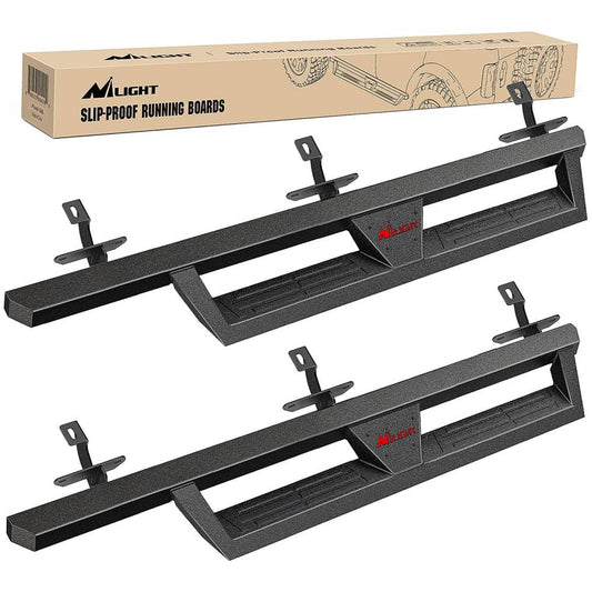 2018-2023 Jeep Wrangler JL Unlimited 4 Door Running Boards Dual-Stage Textured Black Powder Coated Slip-Proof Side Step Nerf Bars Nilight