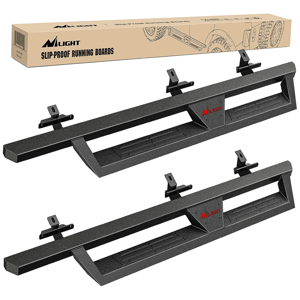 2021-2023 Ford Bronco 4 Door Running Boards Dual-Stage Textured Black Powder Coated Slip-Proof Side Step Nerf Bars Running Boards Nilight