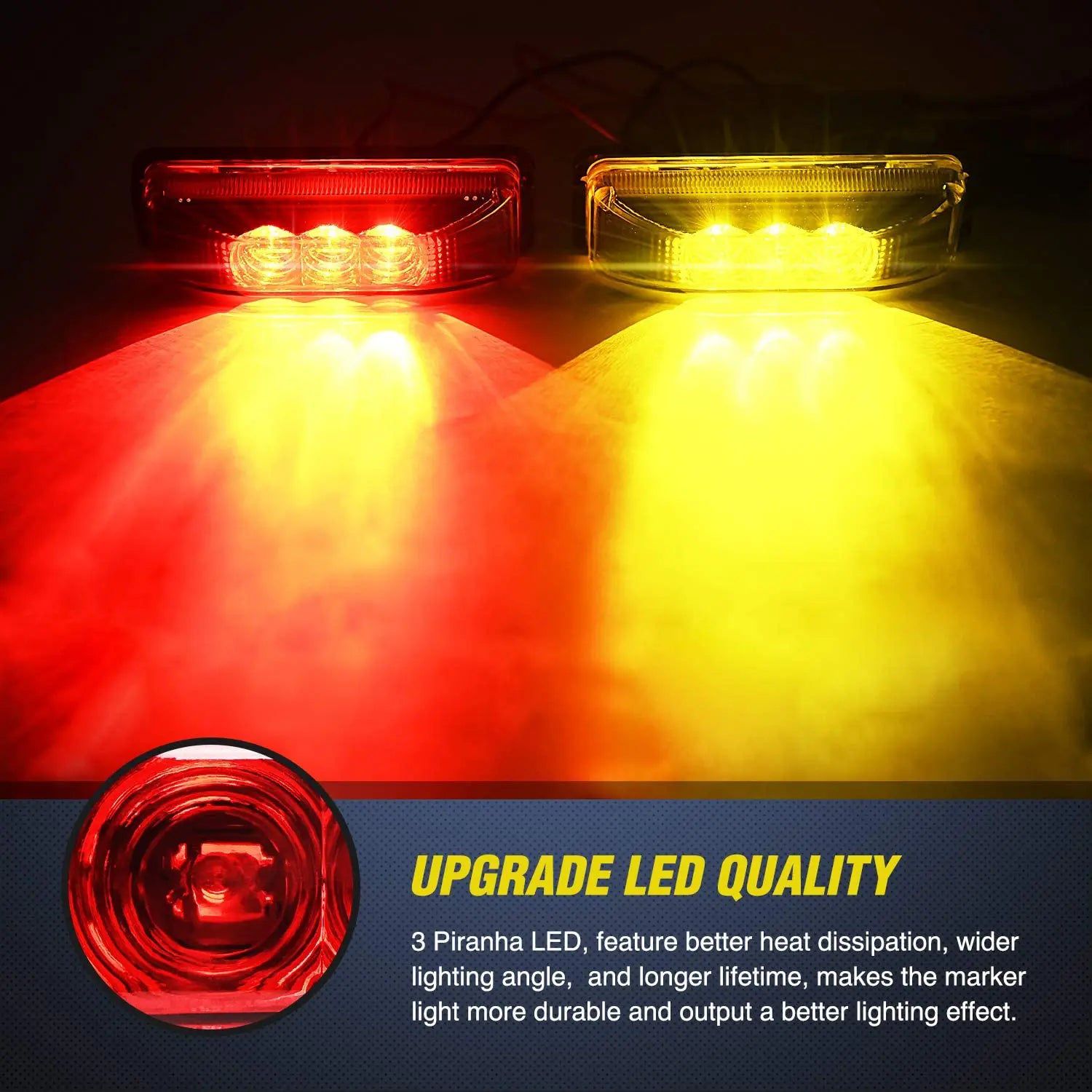 Trailer Light 3.9" Amber Red LED Fender/Side Marker Light (2 Pairs)