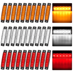 3.8 Inch 6 LEDs Amber Red White Side Marker Lights (30 Pcs)