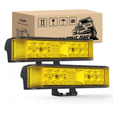 6.5 Inch 60W Amber Side Shooter Quadruple Row Spot Flood LED Light Bars (Pair) Nilight