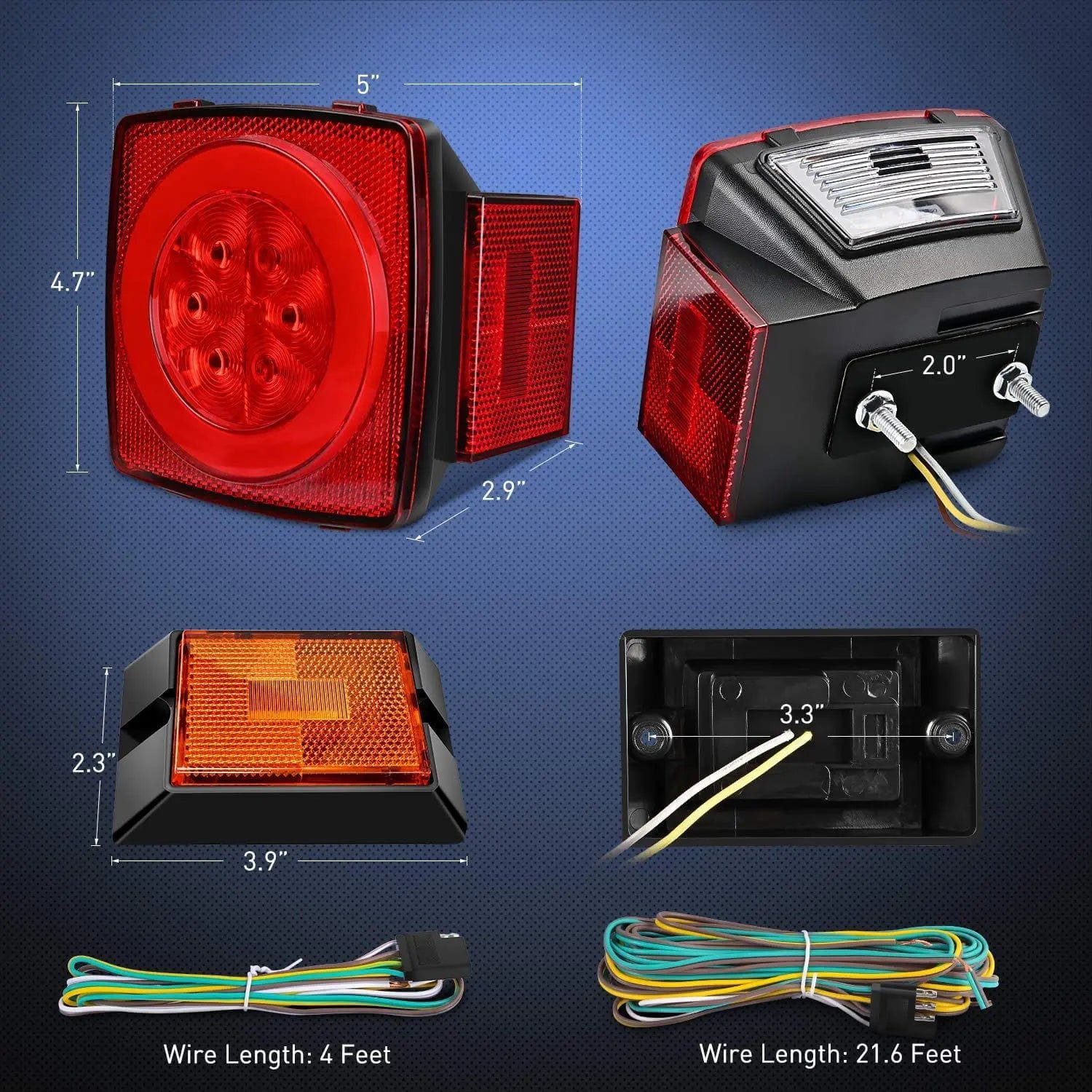 Trailer Light Square LED Trailer Light Kit (Pair)