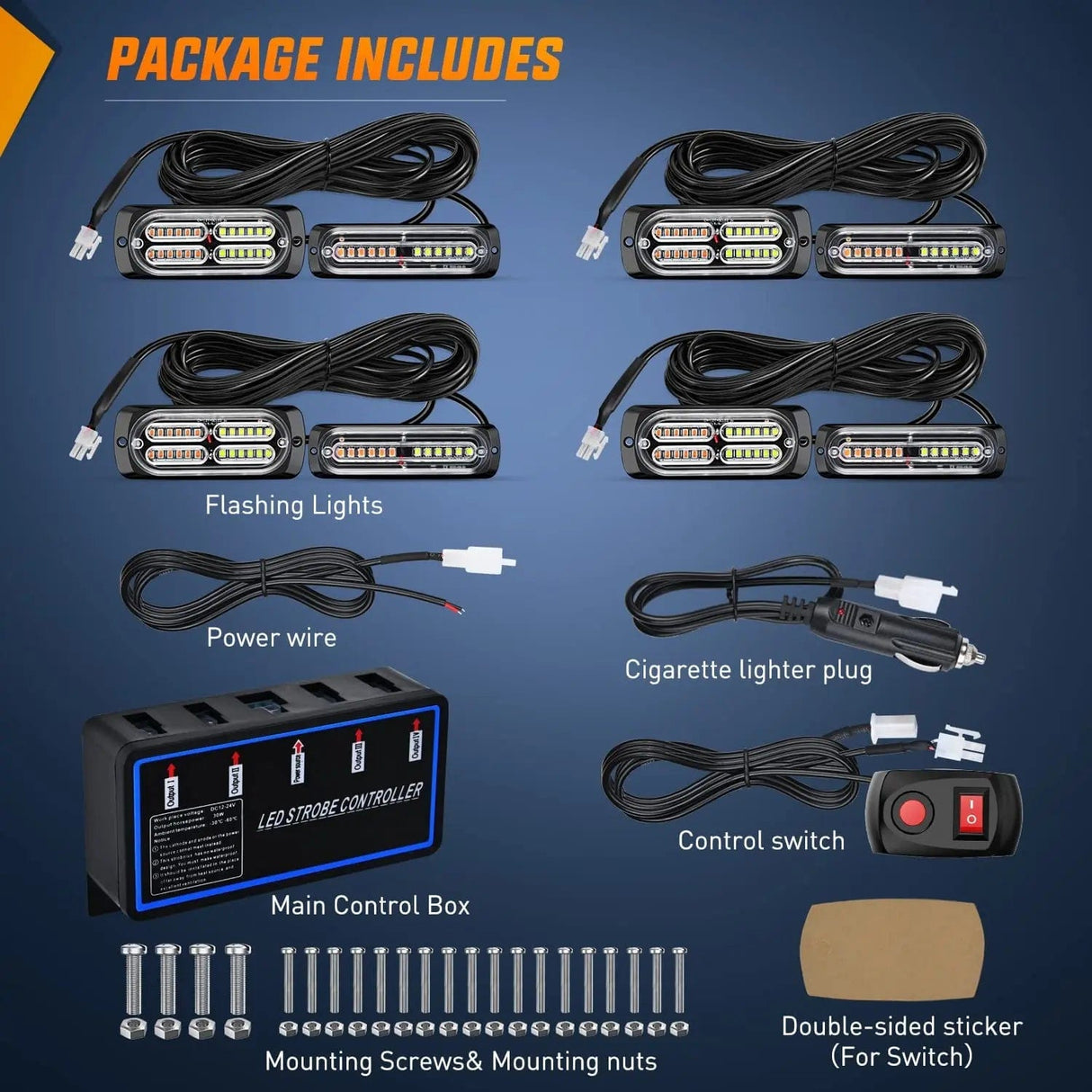 Surface Mount Led Strobe Light Kit (8 Pcs) Nilight